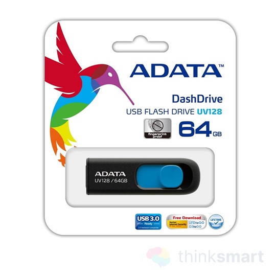 Adata AUV128-64G-RBE USB 3.0 pendrive - 64GB - fekete-kék