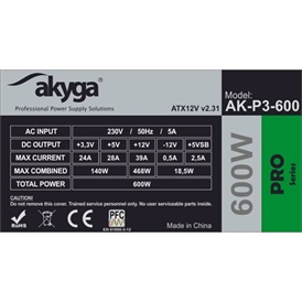 Akyga AK-P3-600 tápegyság | 600W,12cm