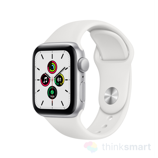 Apple Watch SE okosóra - ezüst | 40mm, GPS, alumínium, fehér sportszíj