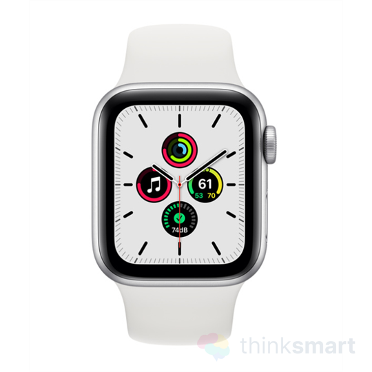 Apple Watch SE okosóra - ezüst | 40mm, GPS, alumínium, fehér sportszíj