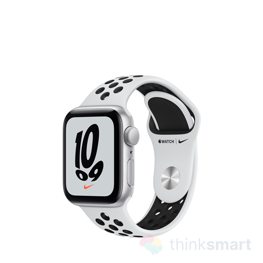 Apple Watch SE 2021 Nike okosóra - ezüst | 40mm, GPS, alumínium, platina/fekete, Nike sportszíj