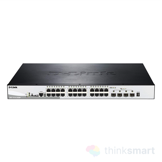 D-LINK DGS-1510-28XMP/E Switch 24x1000Mbps (24xPOE) + 4xGigabit SFP+ menedzselhető Rackes