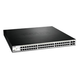 D-Link DGS-1210-52MP/E 48x1000Mbps + 4xGigabit kombó SFP menedzselhető rackes switch - fekete | 48xPOE