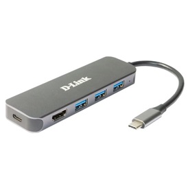 D-Link DUB-2333 USB-C HUB - szürle | 3xUSB-A, 1xUSB-C, 1xHDMI
