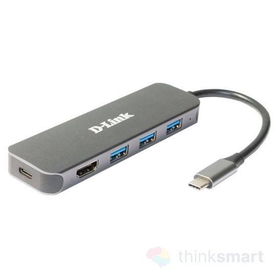 D-Link DUB-2333 USB-C HUB - szürle | 3xUSB-A, 1xUSB-C, 1xHDMI