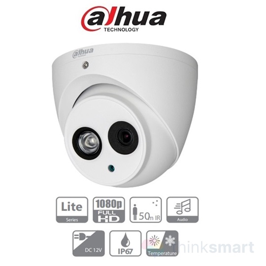 Dahua HAC-HDW1200EM-A-0280B-S4 4in1 Analóg turretkamera (2MP, 2,8mm, kültéri, IR50m, ICR, IP67, DWDR, audio)