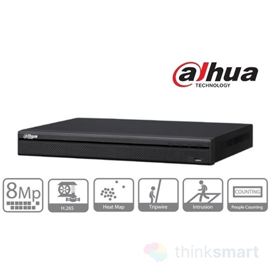 Dahua NVR4232-4KS2 NVR Rögzítő (32 csatorna, H265, 200Mbps rögzítési sávszélesség, HDMI+VGA, 2xUSB, 2x Sata, I/O)