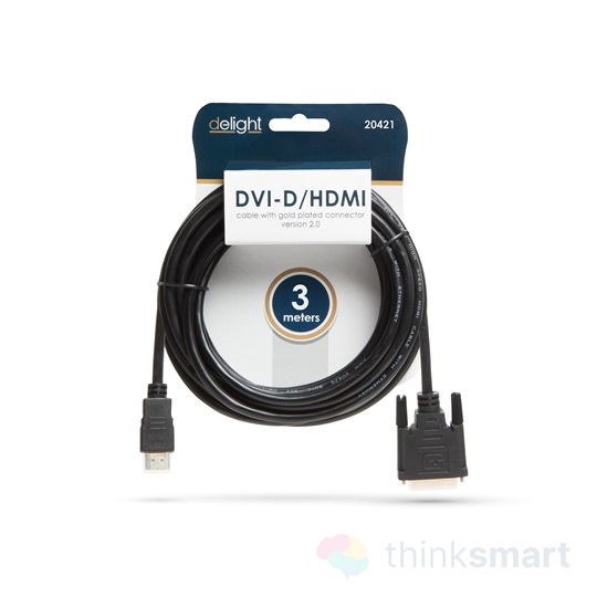 Delight 20381 HDMI > DVI-D 4K kábel - fekete | 3.0m
