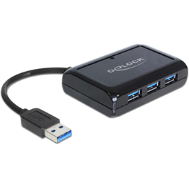 Delock 3.0 USB elosztó - 4 port - fekete (62440)
