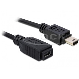 Delock 82667 USB 2.0 mini-B apa, anya hosszabbító kábel, 1m