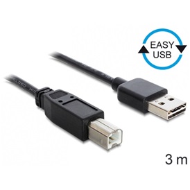 Delock 83360 EASY, USB 2.0 A apa/USB 2.0 B apa kábel, 3m