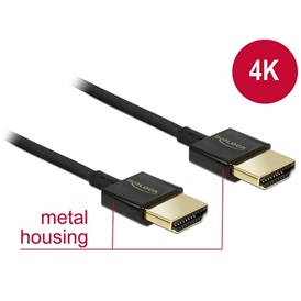 Delock 84772 High Speed HDMI > HDMI adatkábel, Ethernettel - fekete | 1.5m, vékony, 3D, 4K