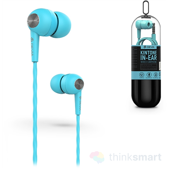 Devia ST325595 Kintone V2 vezetékes fülhallgató - kék | 3.5mm Jack