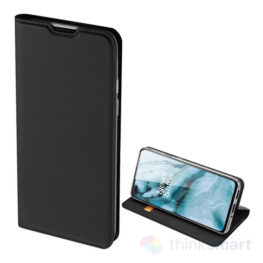 Dux Ducis Skin Pro bőrhatású flip mobiltelefon tok - fekete | OnePlus Nord