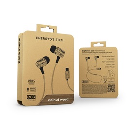 ENERGY SISTEM Eco Walnut Wood Fülhallgató (USB Type-C, mikrofon Sztereó fülhallgató, natúr diófa (45070))