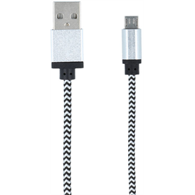Forever USB 2.0 Micro USB kábel - fehér fekete csíkos (FE499820)