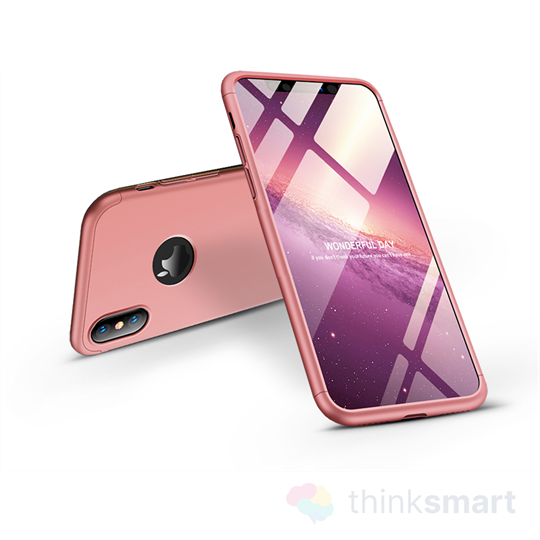 GKK 360 Full Protection 3in1 mobiltelefon tok - rózsaarany | Apple iPhone XS Max