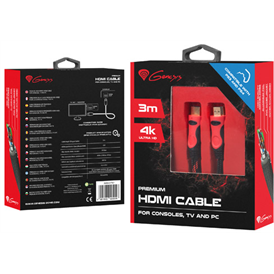 Genesis HDMI kábel | piros-fekete, 3m
