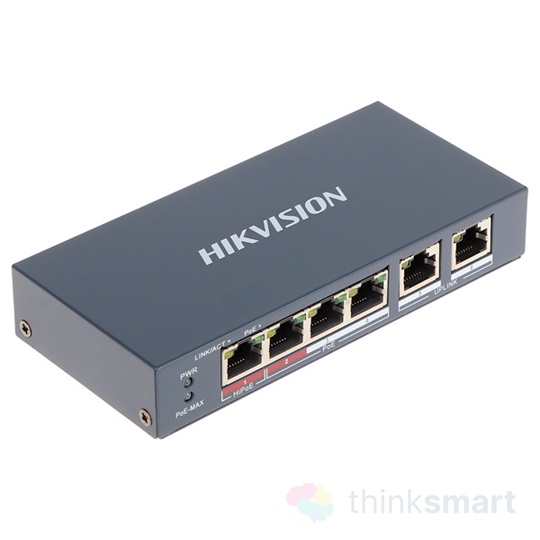 Hikvision DS-3E0106HP-E Switch PoE | 4 port 100Mbps, 60W, 2xRJ45 100Mbps