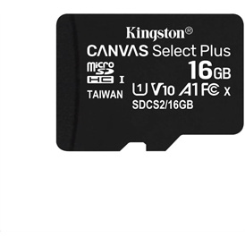 Kingston micSDHC Canvas Select Plus 16GB Memóriakártya - Fekete (SDCS2/16GBSP)