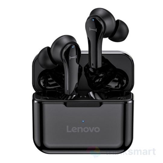 Lenovo QT82 bluetooth SZTEREO fülhallgató (v5.0, TWS, mikrofon, LED töltésjelző + töltőtok) FEKETE | QT82_B