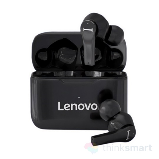 Lenovo QT82 bluetooth SZTEREO fülhallgató (v5.0, TWS, mikrofon, LED töltésjelző + töltőtok) FEKETE | QT82_B