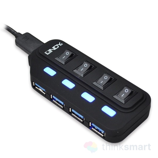 Lindy 43167 HUB USB 3.0, kapcsolható, 4 port