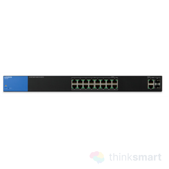 Linksys SMB LGS318P 16port (+2 combo RJ45/SFP) POE+ GbE LAN Smart menedzselhető Switch