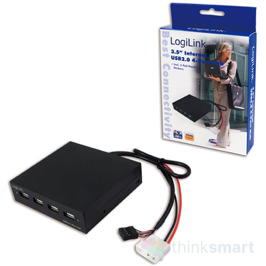 Logilink 3.5" belső USB elosztó - 4 port - fekete (UA0074)