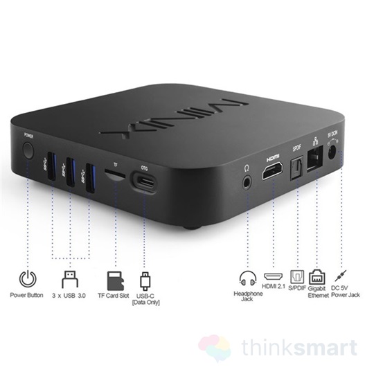 MINIX NEO U22-XJ Médialejátszó (4K, DC+QC, 4GB, 32GB, HDMI, USB3.0x3, USBCx1, Wifi, Android 9)