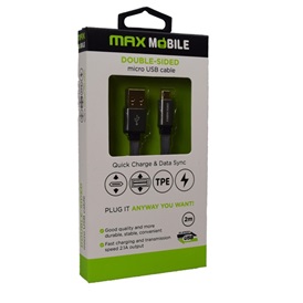 Max Mobile Micro USB double side kábel - ezüst | 2m