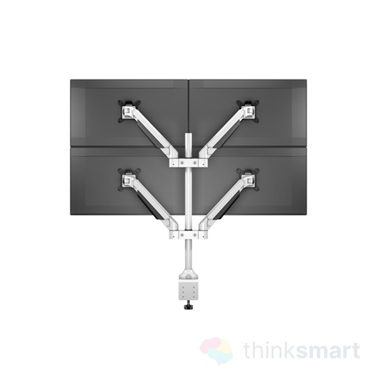 Multibrackets asztali rögzítő Gas Lift Quad, dönthető, forgatható 15-32", fehér
