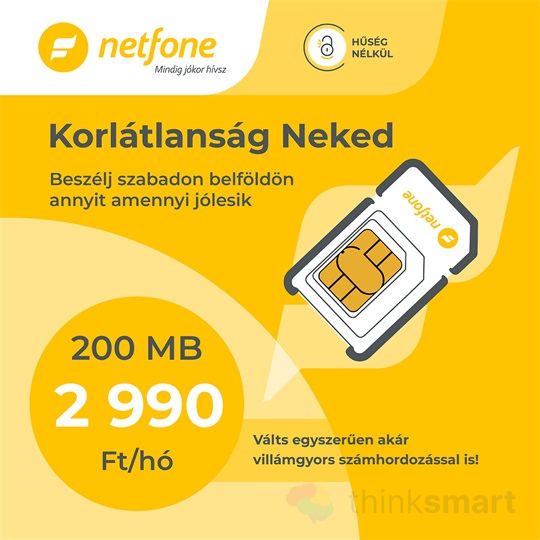 Netfone Lakossági Korlátlan beszélgetés, 200MB internet előfizetéssel