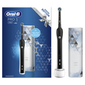 Oral-B Pro 750 Cross Action elektromos fogkefe, utazó tok - fekete