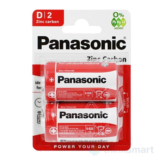Panasonic R20RZ/2BP Red Zinc D/góliát 1.5V cink-mangán tartós elemcsomag