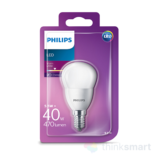 Philips - 5.5W P45 E14 - LED izzó - Meleg fehér (929001157817)