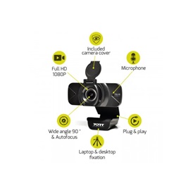 Port Designs 900078 Webkamera Full HD (1920x1080), USB-C/USB, mikrofon, 1,5 m