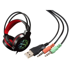 Rampage 31380 Fejhallgató - SN-GX7 CRAZY (2.0, mikrofon, USB+3,5mm jack, hang.szab., nagy-párnás, 2m kábel, fekete)