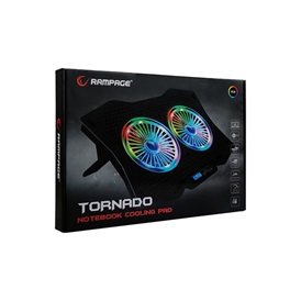 Rampage AD-RC9 TORNADO Notebook Hűtőpad 17"-ig (20dB; 2*11,5cm venti, 1200rpm, RGB LED) Fekete