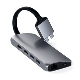 Satechi Aluminum USB-C Dual Multimedia adapter - asztroszürke