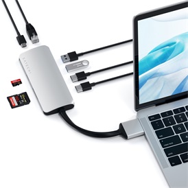Satechi Aluminum USB-C Dual Multimedia adapter - ezüst