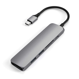 Satechi Aluminum USB-C Slim Multimedia V2 adapter - asztroszürke