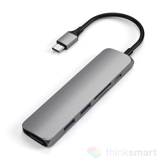 Satechi Aluminum USB-C Slim Multimedia V2 adapter - asztroszürke