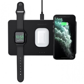 Satechi ST-X3TWCPM Trio Wireless vezeték nélküli töltőpad - fekete | Apple Watch, Airpods, iPhone