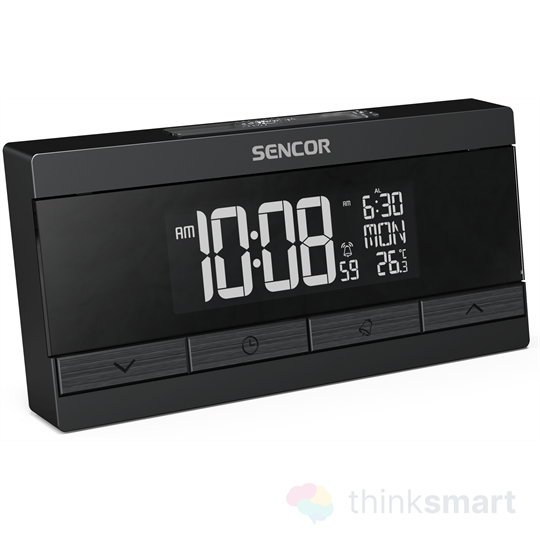 Sencor SDC7200 digitális ébresztőóra - fekete | 2xUSB-A