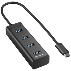 Sharkoon aluminium Type-C USB elosztó - fekete (4044951019014)