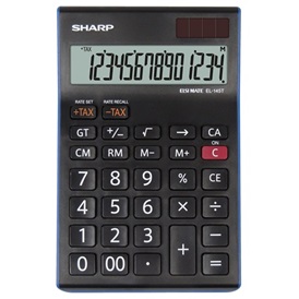 Sharp EL145TBL napelemes asztali számológép - fekete