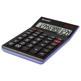 Sharp EL145TBL napelemes asztali számológép - fekete