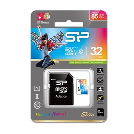 Silicon Power microSDHC Elite UHS 1 U1 kártya 32GB  + adapter (Színes) (SP032GBSTHBU1V20SP)