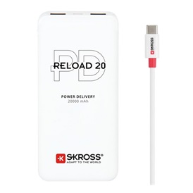 Skross 1.400142 Reload20 külső akkumulátor - fehér | 20.000mAh, USB-A, microUSB